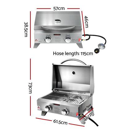 Grillz Portable Gas BBQ Grill 2 Burners - Image 2