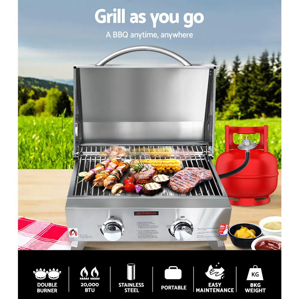 Grillz Portable Gas BBQ Grill 2 Burners - Image 3