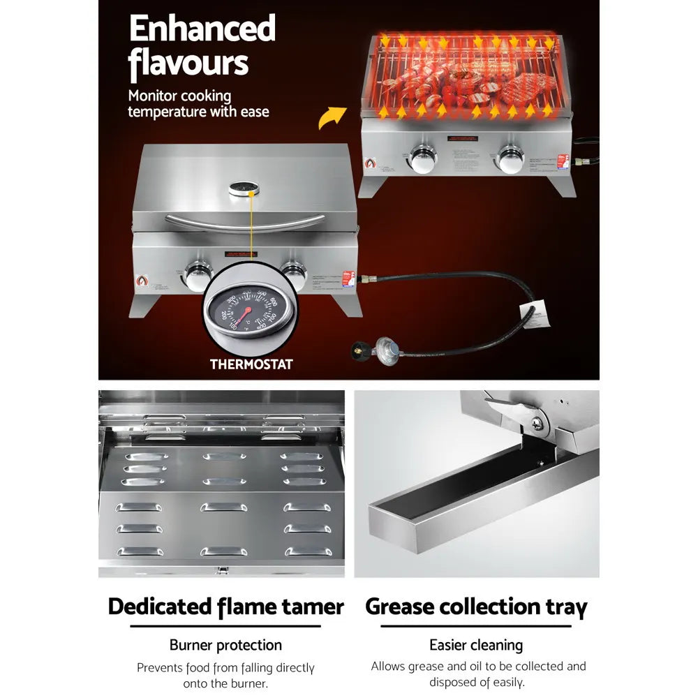 Grillz Portable Gas BBQ Grill 2 Burners - Image 6