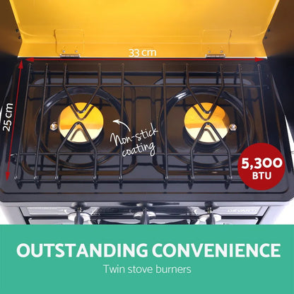 Devanti Portable Gas Oven LPG Black - Image 4