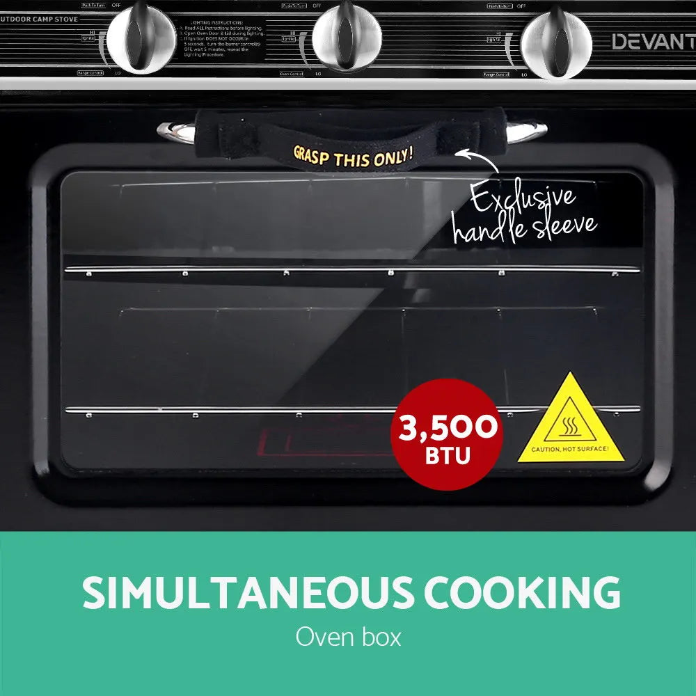 Devanti Portable Gas Oven LPG Silver - Image 2