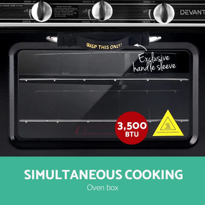 Devanti Portable Gas Oven LPG Silver - Image 2