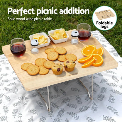 Alfresco 2 Person Picnic Basket Set with Table Blanket Cooler Wooden Insulated - Image 4