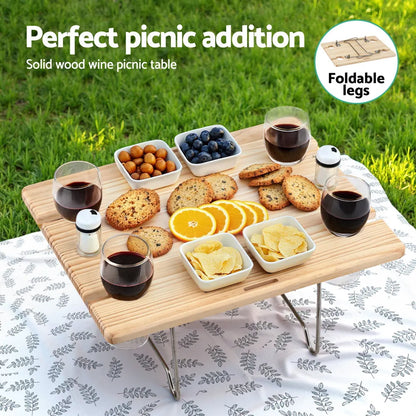 Alfresco 4 Person Picnic Basket Set with Table Blanket Cooler Wooden Insulated - Image 4