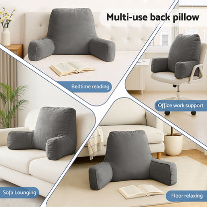 Giselle Reading Pillow Back Rest Lumbar Support Cushion Grey - Image 6