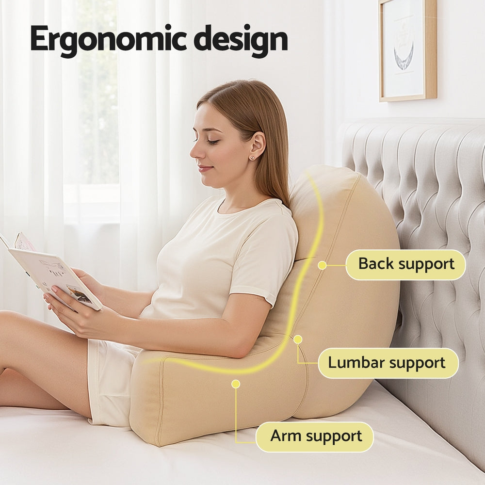 Giselle Reading Pillow Back Rest Lumbar Support Cushion Oatmeal - Image 4