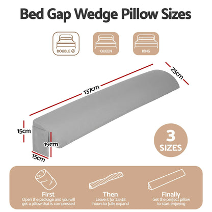 Giselle Double Bed Wedge Pillow For Headboard, Close Gap And Stop Pillows Sliding, Perfect For Dorm Or Tatami Reading, 25D Foam Mattress Gap Filler With 2 Side Pockets, Washable 110gsm Cover - Image 2