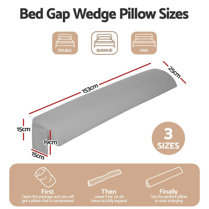 Giselle Queen Bed Wedge Pillow For Headboard, Close Gap And Stop Pillows Sliding, Perfect For Dorm Or Tatami Reading, 25D Foam Mattress Gap Filler With 2 Side Pockets, Washable 110gsm Cover - Image 2