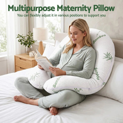 Giselle Bedding Pregnancy Pillow for Side Sleepers C-Shaped Body Pillow with Bamboo Fiber Cover, Maternity Pillow for Full Body Support, Belly and Waist Comfort - Image 2