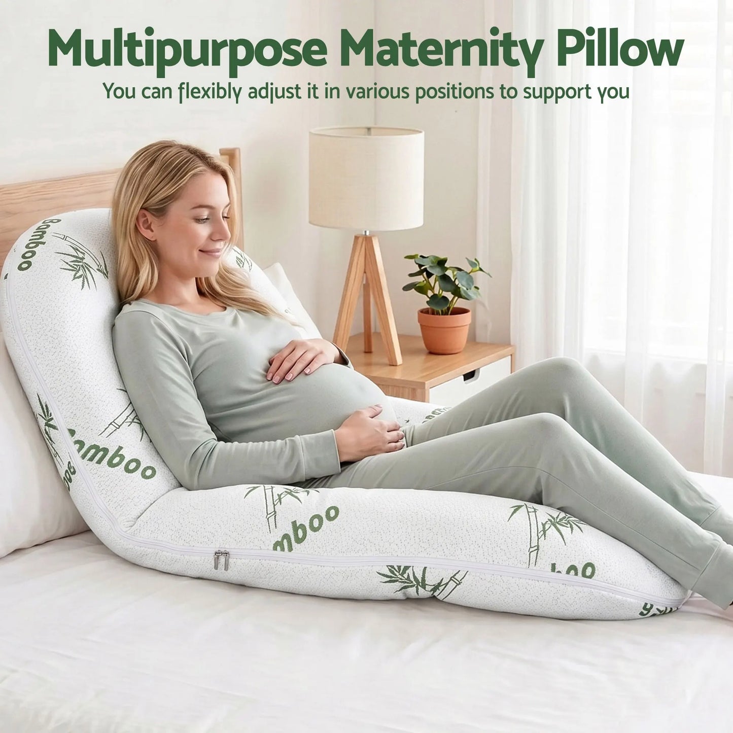 Giselle Bedding Pregnancy Pillow for Side Sleepers C-Shaped Body Pillow with Bamboo Fiber Cover, Maternity Pillow for Full Body Support, Belly and Waist Comfort - Image 5