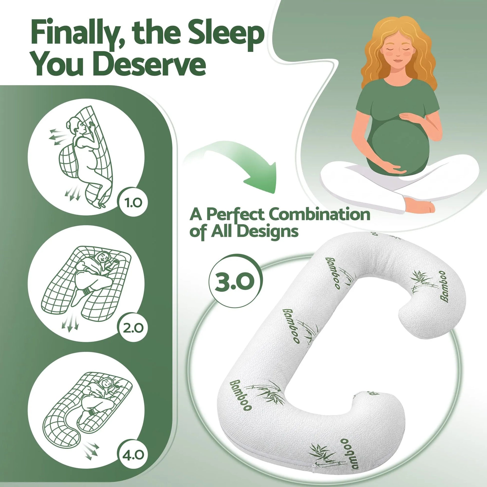 Giselle Bedding Pregnancy Pillow for Side Sleepers C-Shaped Body Pillow with Bamboo Fiber Cover, Maternity Pillow for Full Body Support, Belly and Waist Comfort - Image 6