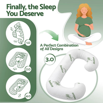 Giselle Bedding Pregnancy Pillow for Side Sleepers C-Shaped Body Pillow with Bamboo Fiber Cover, Maternity Pillow for Full Body Support, Belly and Waist Comfort - Image 6