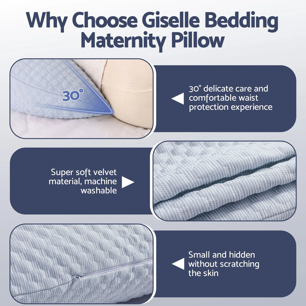 Giselle Bedding Cooling Pregnancy Pillow Adjustable Maternity Pillow for Sleeping, Body Pillows for Adults Support Back, Belly, and Hips, Blue 37x87 cm - Image 3