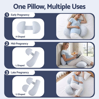 Giselle Bedding Cooling Pregnancy Pillow Adjustable Maternity Pillow for Sleeping, Body Pillows for Adults Support Back, Belly, and Hips, Blue 37x87 cm - Image 5