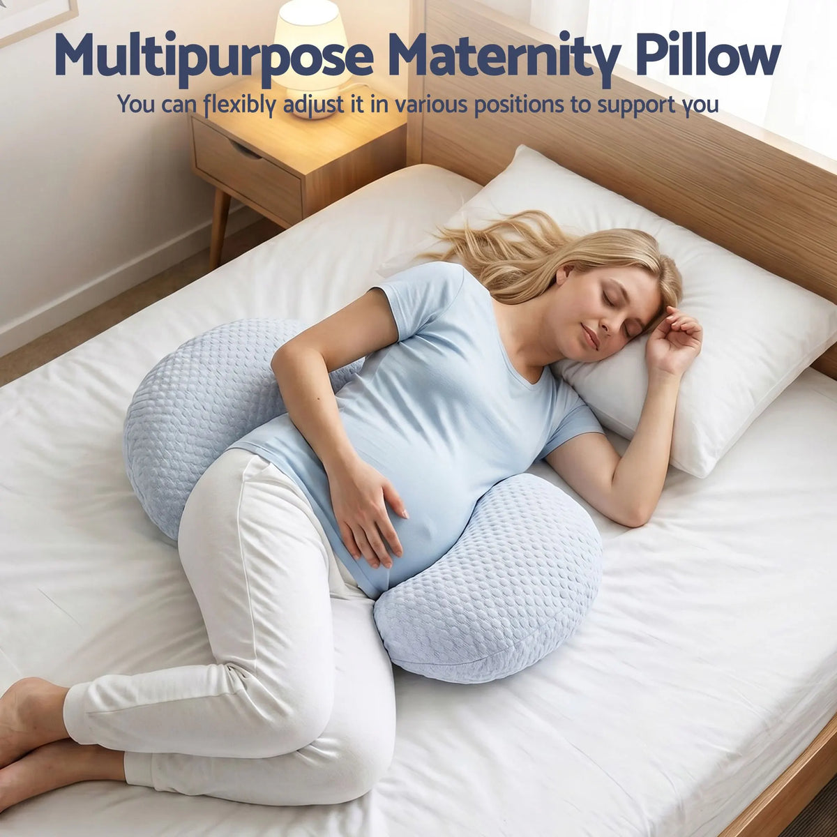 Giselle Bedding Cooling Pregnancy Pillow Adjustable Maternity Pillow for Sleeping, Body Pillows for Adults Support Back, Belly, and Hips, Blue 37x87 cm - Image 7