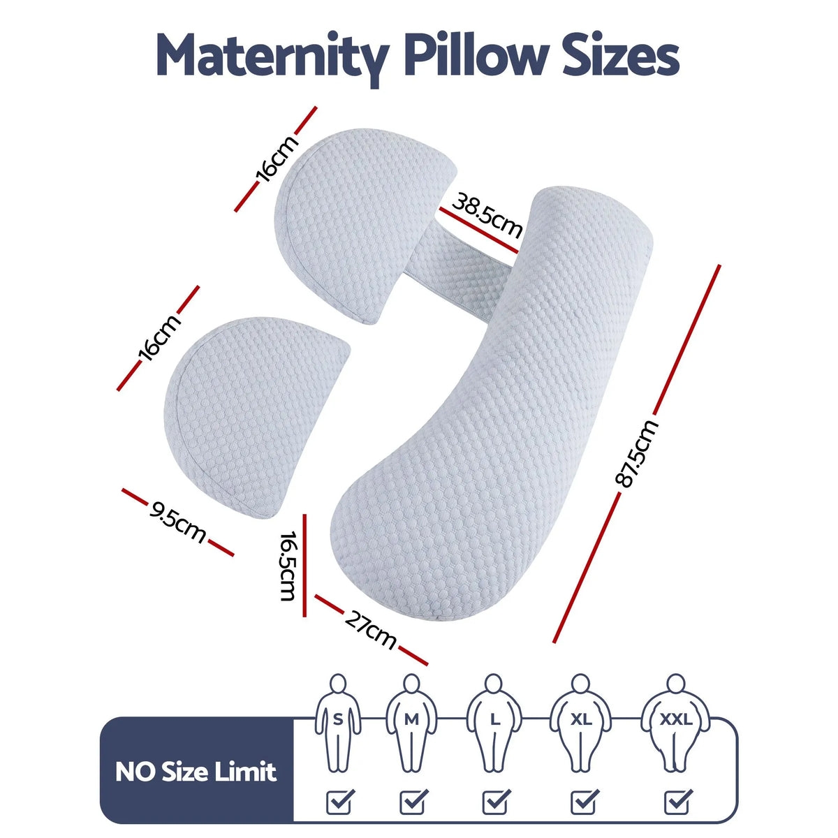 Giselle Bedding Cooling Pregnancy Pillow Adjustable Maternity Pillow for Sleeping, Body Pillows for Adults Support Back, Belly, and Hips, Blue 37x87 cm - Image 8