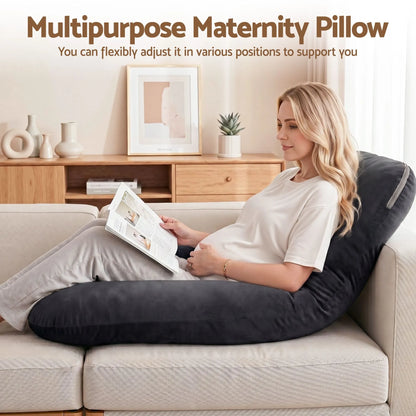 Giselle Bedding Pregnancy Pillow G-Shaped Full Body Pillow for Back and Belly Support Maternity Pillow with Removable Cover, Dark Grey 135x70 cm - Image 6