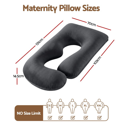 Giselle Bedding Pregnancy Pillow G-Shaped Full Body Pillow for Back and Belly Support Maternity Pillow with Removable Cover, Dark Grey 135x70 cm - Image 9