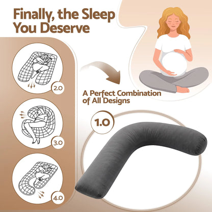 Giselle Bedding Pregnancy Pillow for Side Sleeping L-Shaped Maternity Body Pillow for Women 100% Cotton Jersey Cover for Head Neck Belly Support, 63x115 cm Grey - Image 5