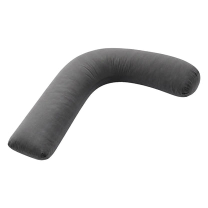 Giselle Bedding Pregnancy Pillow for Side Sleeping L-Shaped Maternity Body Pillow for Women 100% Cotton Jersey Cover for Head Neck Belly Support, 63x115 cm Grey - Image 8