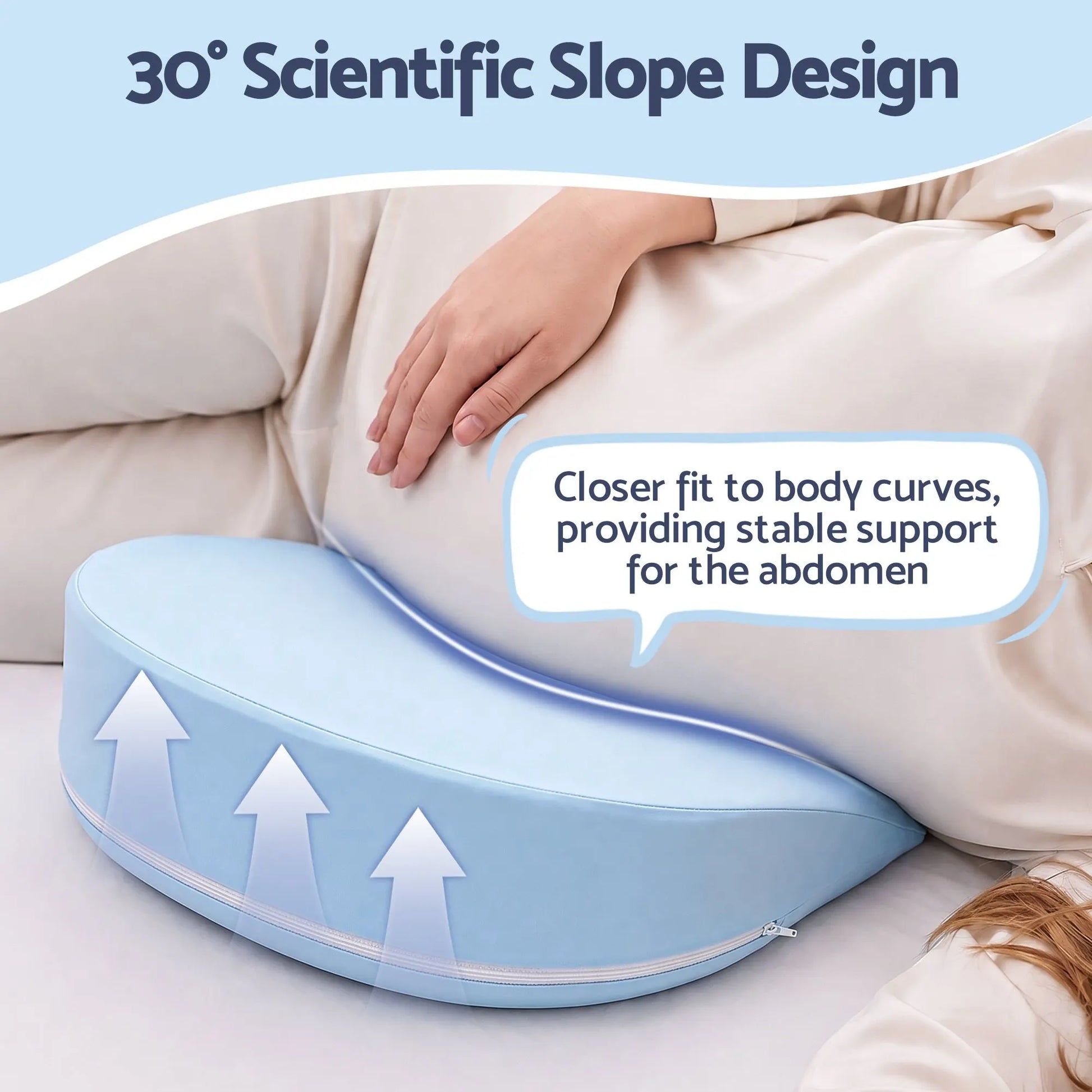 Giselle Bedding Memory Foam Pregnancy Pillow Adjustable with Concave Curve Design, Support for Back, Belly, and Hips, Blue - Image 3