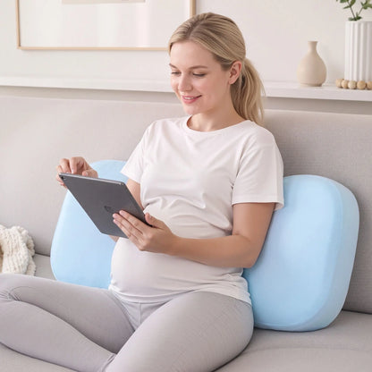 Giselle Bedding Memory Foam Pregnancy Pillow Adjustable with Concave Curve Design, Support for Back, Belly, and Hips, Blue - Image 9