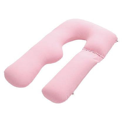 Giselle Bedding Pregnancy Pillow U Shaped Full Body Pillow with 100% Cotton Jersey Cover Maternity Pillow for Sleeping Reading, Pink, 73x133cm - Image 8