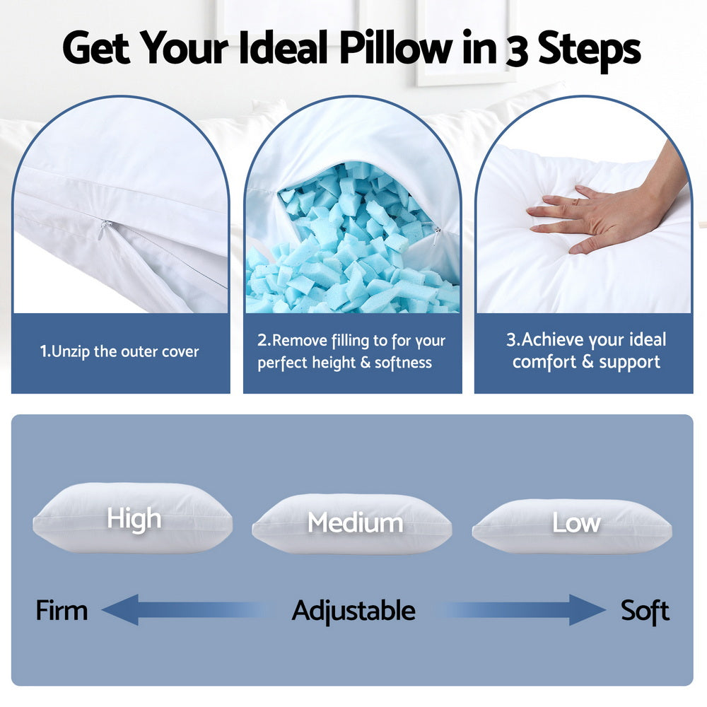 Giselle Bedding Shredded Memory Foam Pillow Adjustable Loft - Image 5