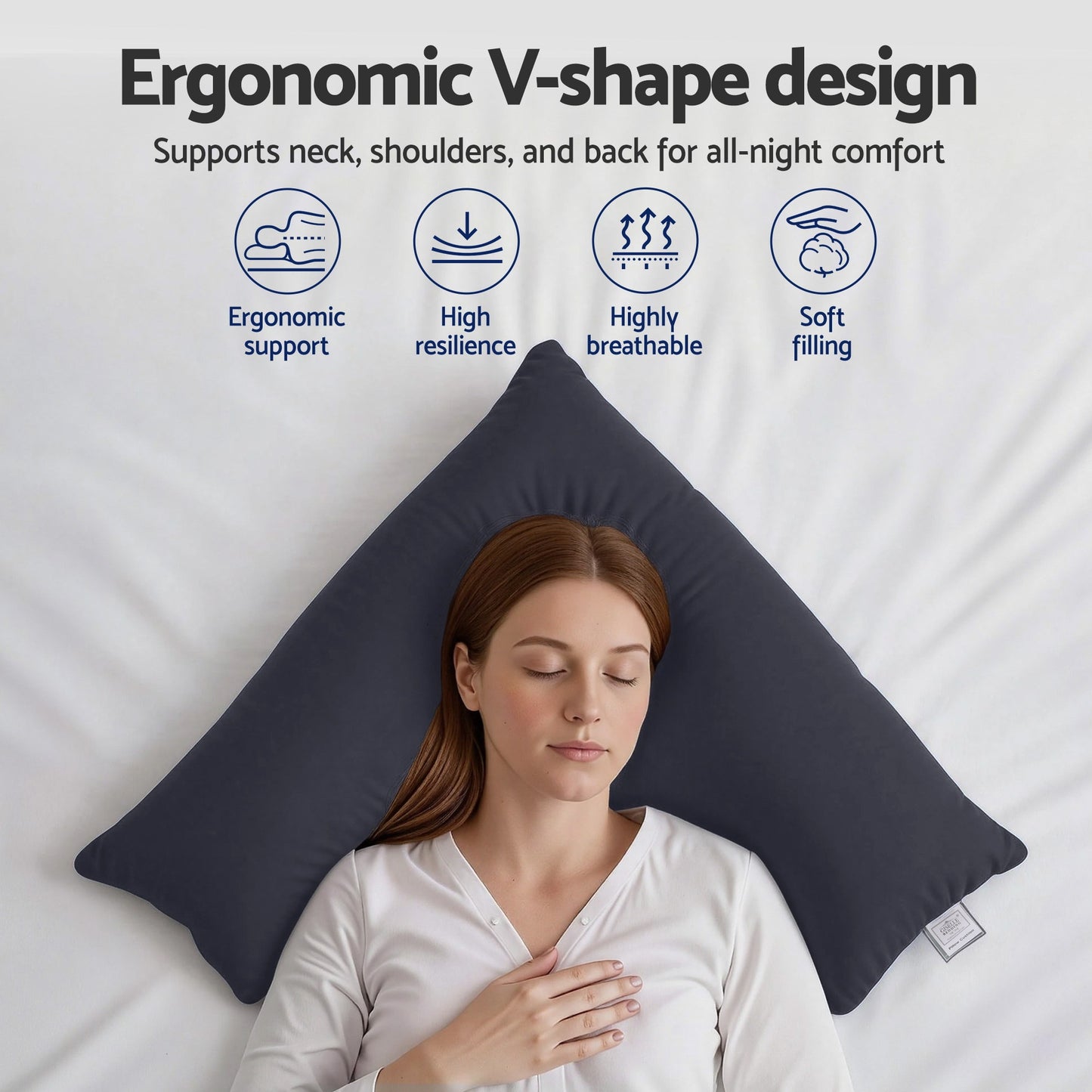 Giselle V Shape Pillow Boomerang Nursing Body Cushion Grey - Image 5