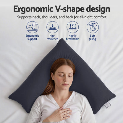 Giselle V Shape Pillow Boomerang Nursing Body Cushion Grey - Image 5