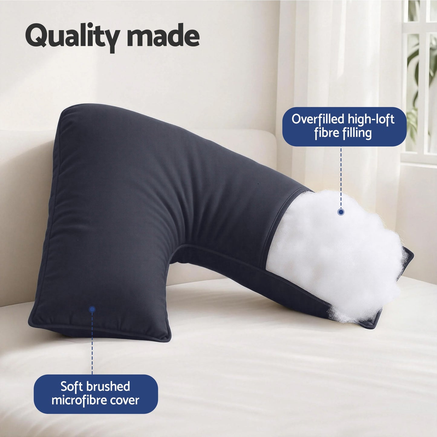 Giselle V Shape Pillow Boomerang Nursing Body Cushion Grey - Image 6