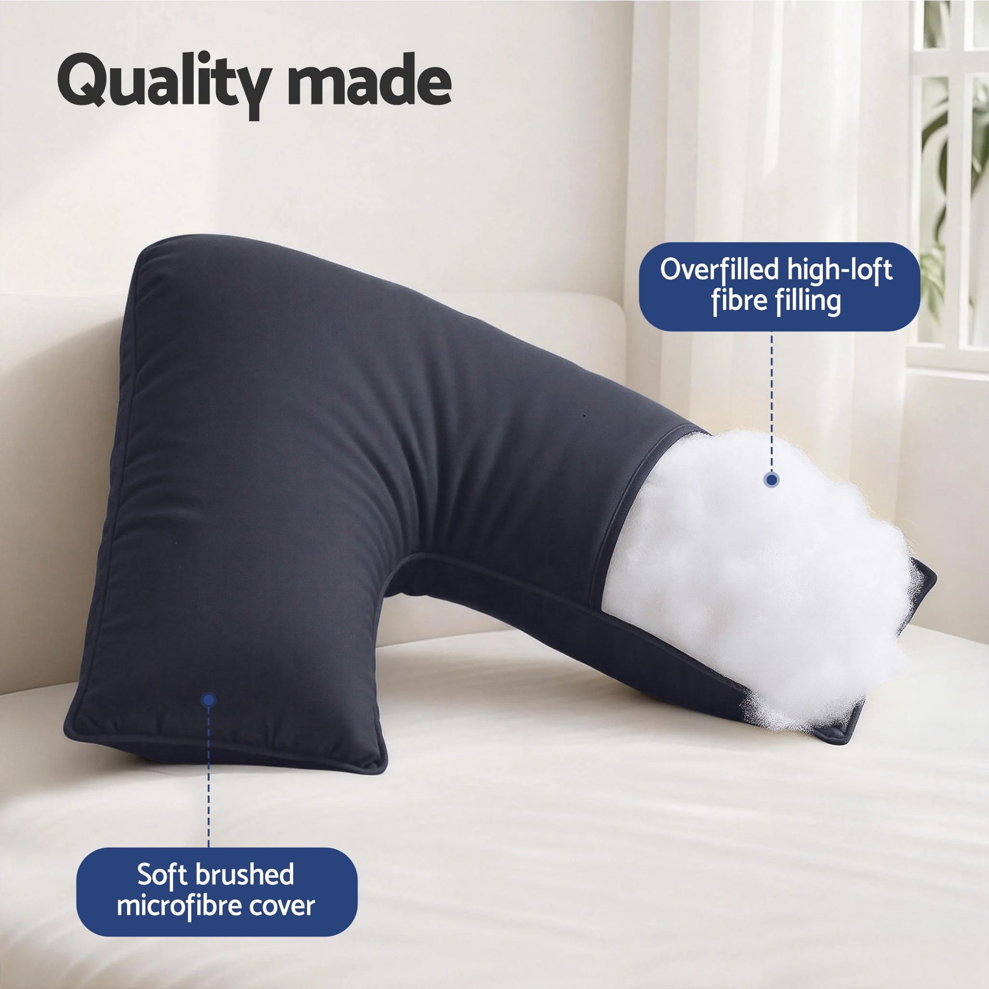 Giselle V Shape Pillow Boomerang Nursing Body Cushion Grey - Image 6