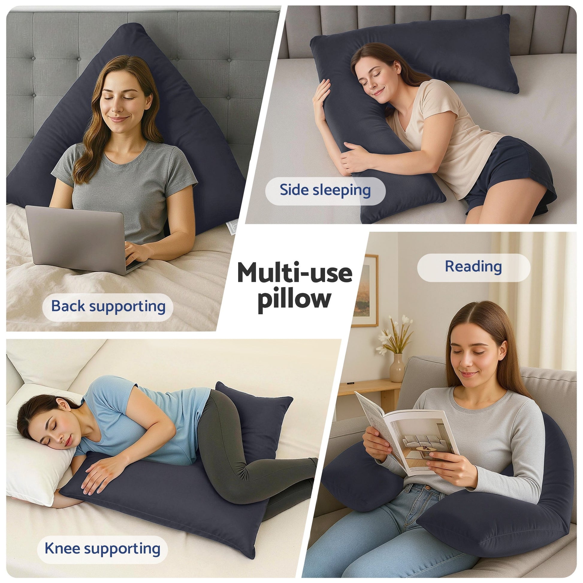 Giselle V Shape Pillow Boomerang Nursing Body Cushion Grey - Image 7
