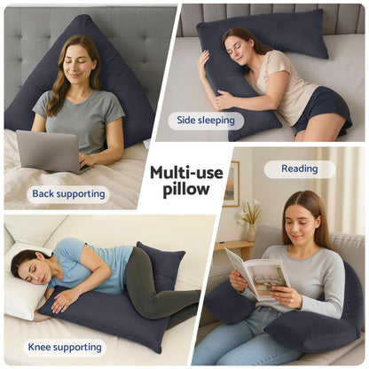 Giselle V Shape Pillow Boomerang Nursing Body Cushion Grey - Image 7