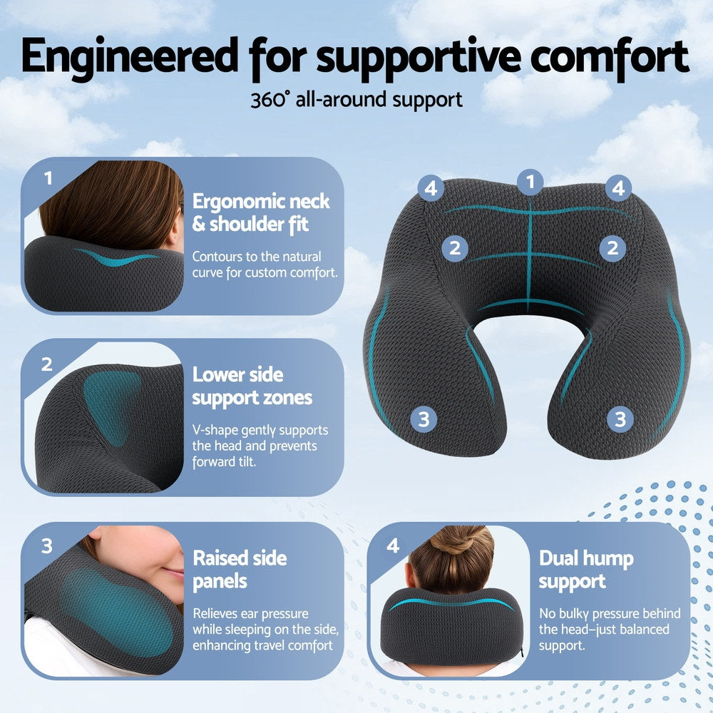 Giselle Bedding Travel Neck Pillow U-Shape Support Memory Foam Plane Car Cushion - Image 5