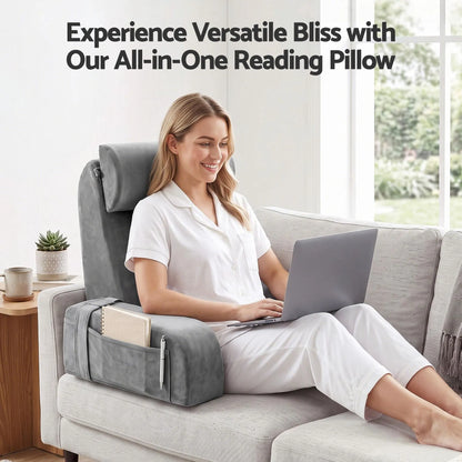 Giselle Reading Pillow For Bed With Non-Sag Solid Memory Foam, Back Pillow For Bed Sitting Up Gaming, Adjustable Neck Roll Detachable Arms And 210gsm Velvet Washable Cover - Image 7
