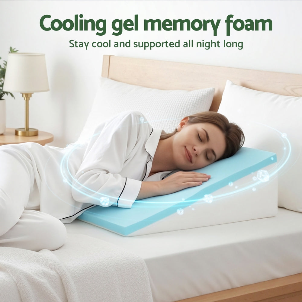 Giselle Bedding Wedge Pillow Gel Memory Foam Ergonomic Support Bamboo Cover - Image 7