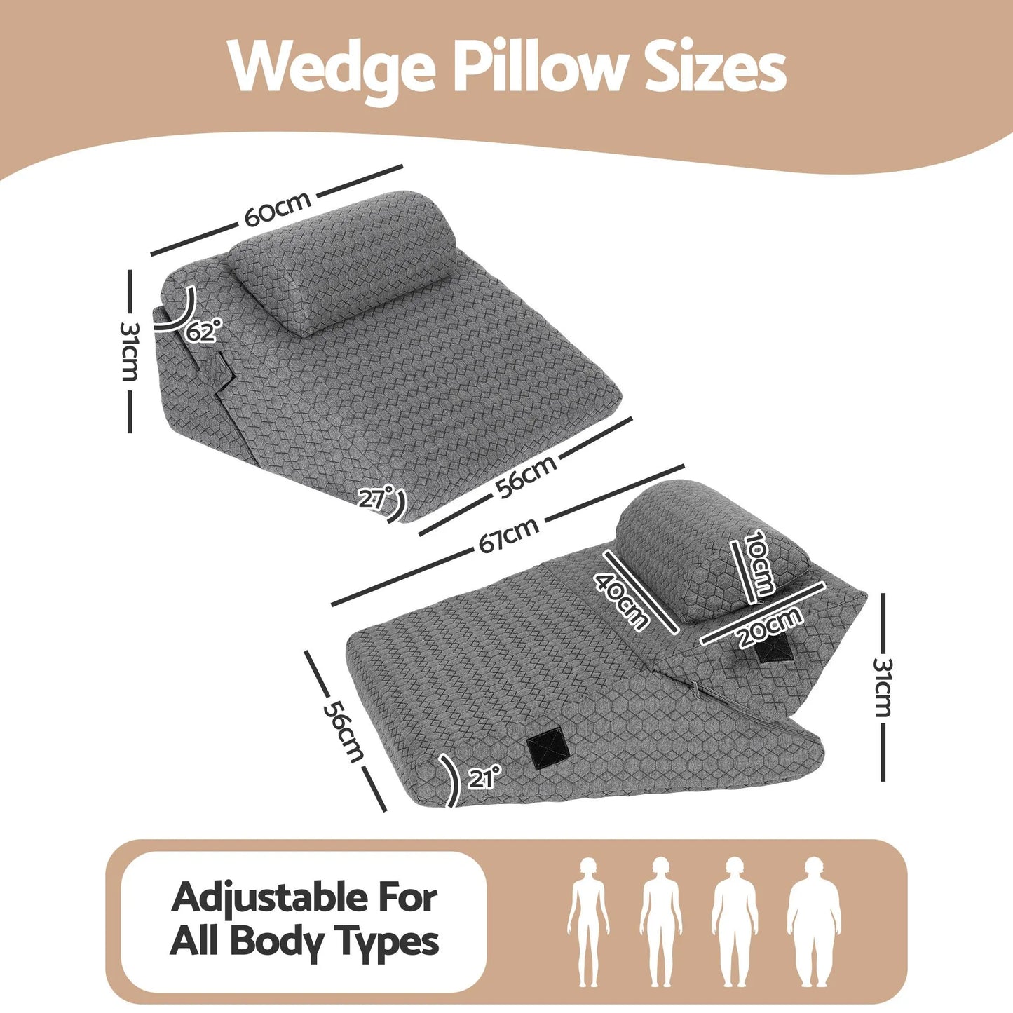 Giselle Bed Wedge Pillow for Headboard, Egg Gel Solves Night Sweats, Triangle Pillow for Reading & Sleeping, Adjustable Back & Neck Support, 30D Foam - Image 2