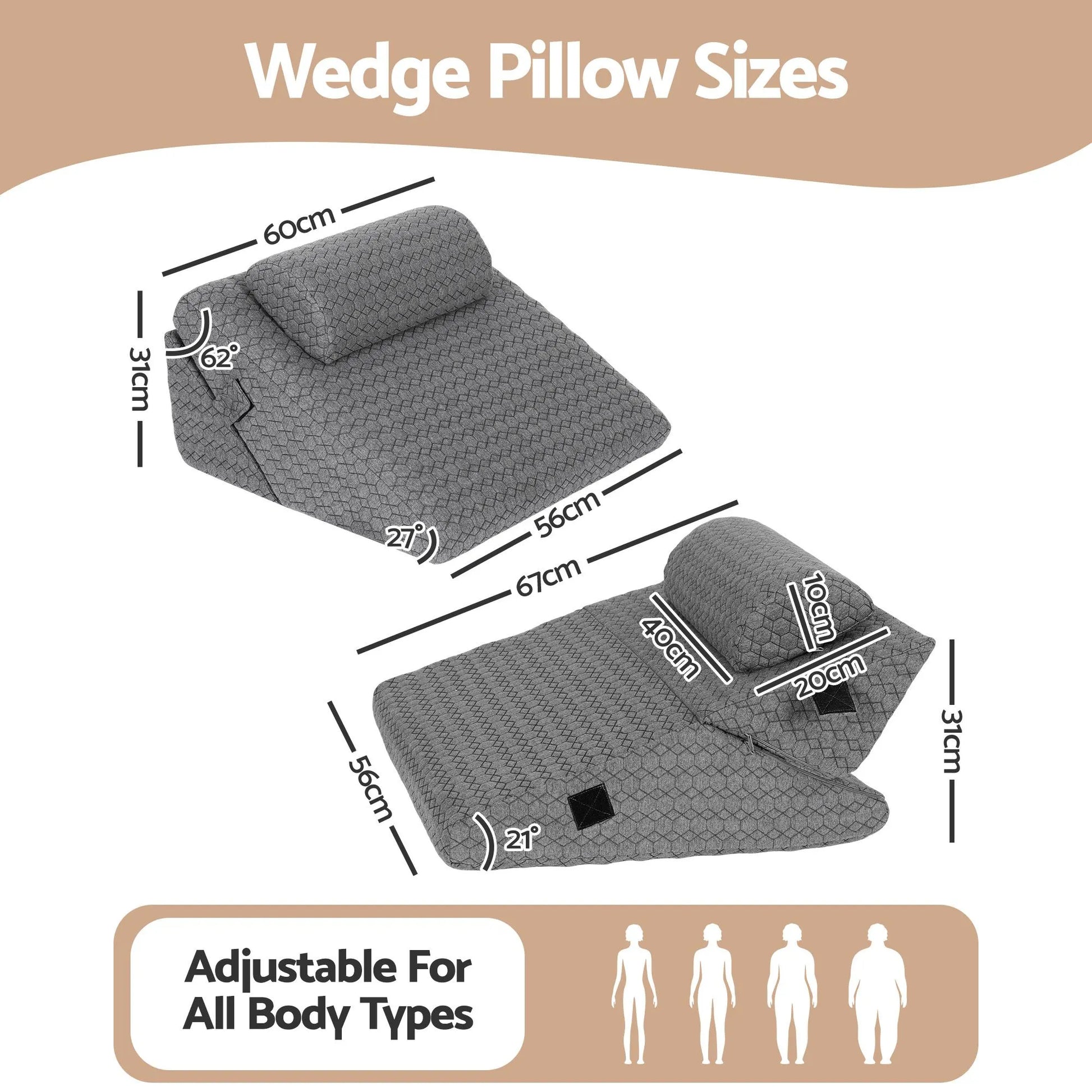 Giselle Bed Wedge Pillow for Headboard, Egg Gel Solves Night Sweats, Triangle Pillow for Reading & Sleeping, Adjustable Back & Neck Support, 30D Foam - Image 2