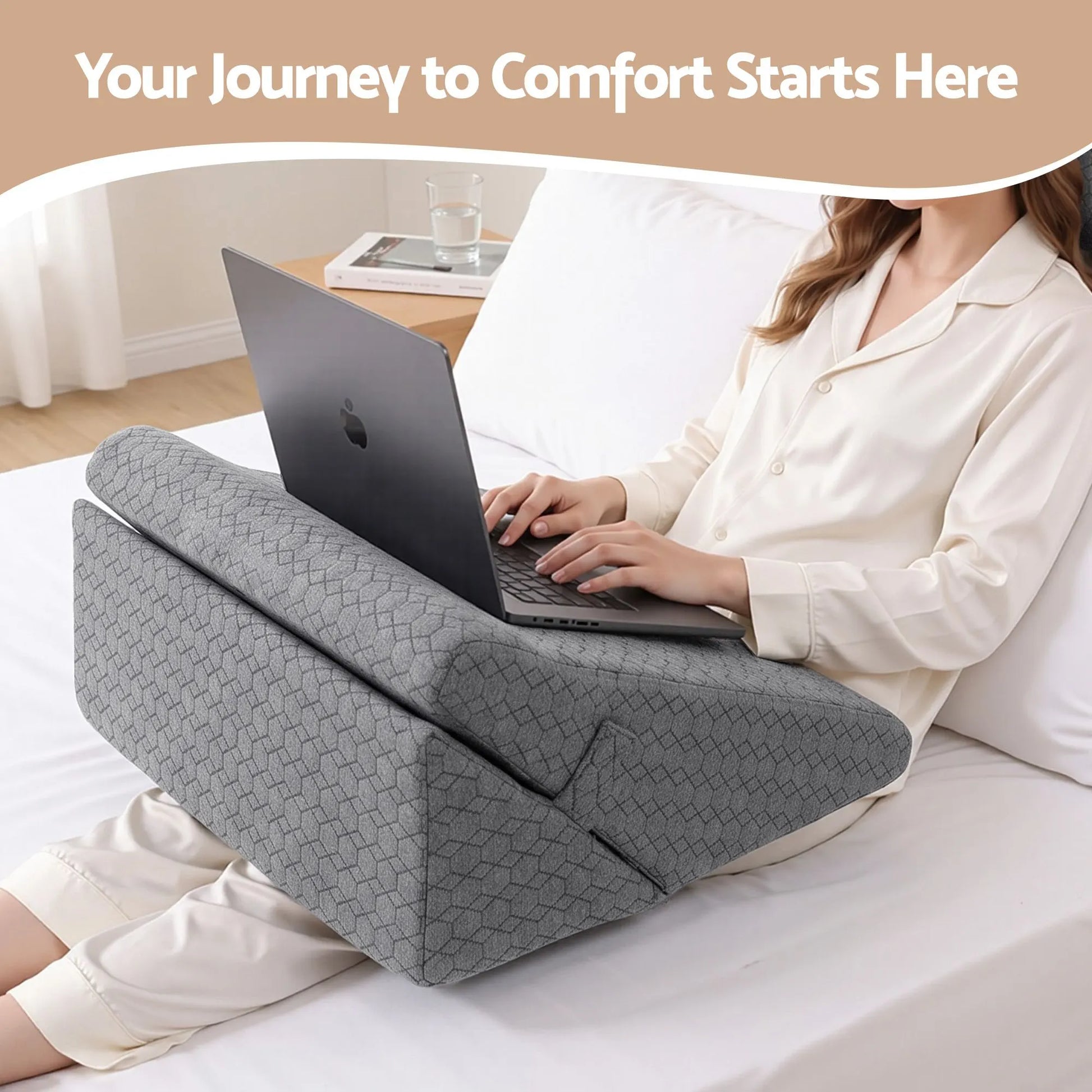 Giselle Bed Wedge Pillow for Headboard, Egg Gel Solves Night Sweats, Triangle Pillow for Reading & Sleeping, Adjustable Back & Neck Support, 30D Foam - Image 8