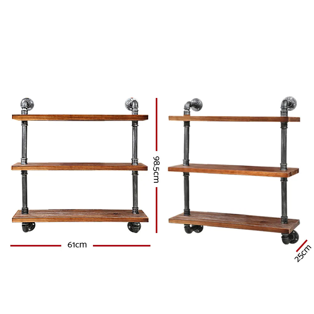 Artiss Floating DIY Pipe Shelf 3 Tiers - IRMA - Image 2