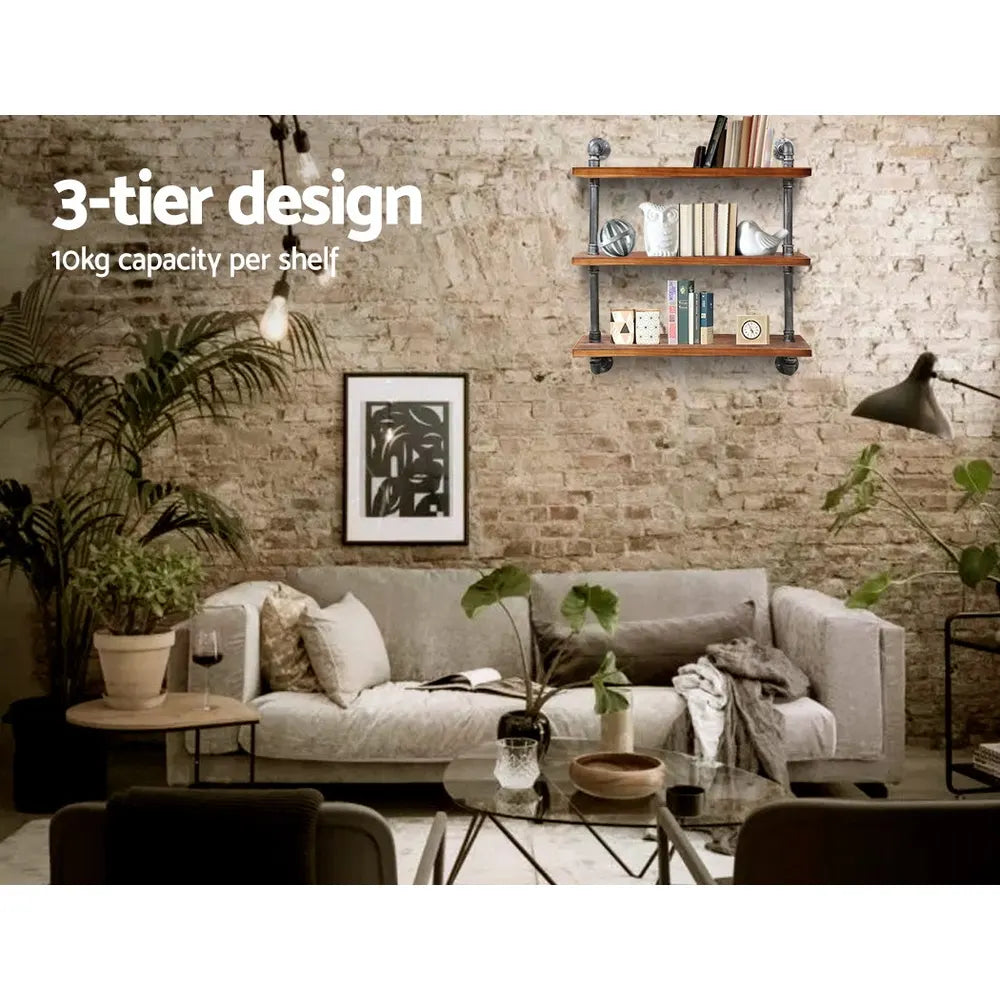 Artiss Floating DIY Pipe Shelf 3 Tiers - IRMA - Image 5