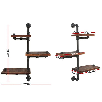 Artiss Floating DIY Pipe Shelf 3 Tiers - IVAN - Image 2