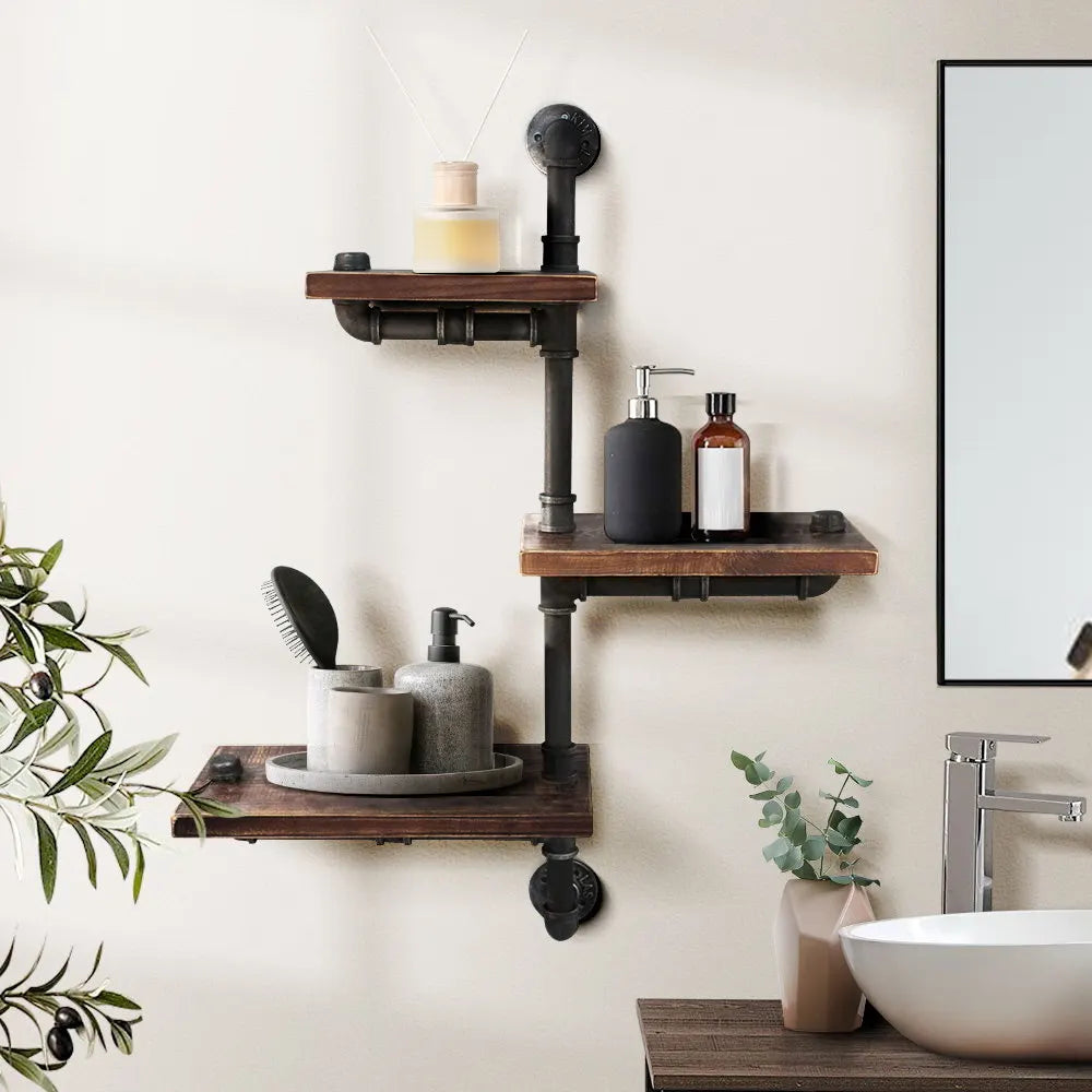 Artiss Floating DIY Pipe Shelf 3 Tiers - IVAN - Image 8