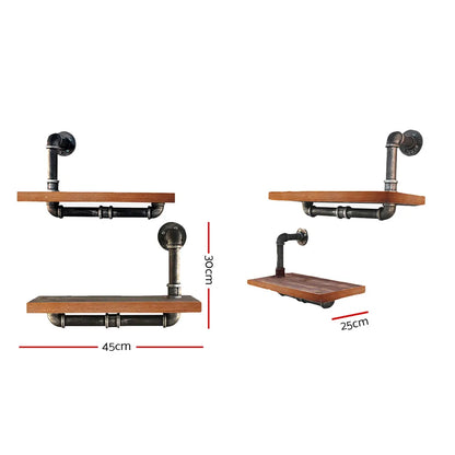 Artiss Floating DIY Pipe Shelf 3 Tiers - IONA - Image 2