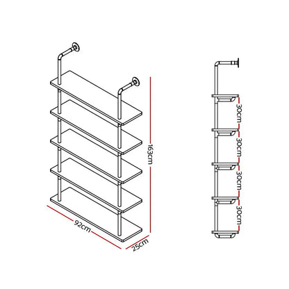 Artiss Floating DIY Pipe Shelf 5 Tiers - ISSA - Image 2