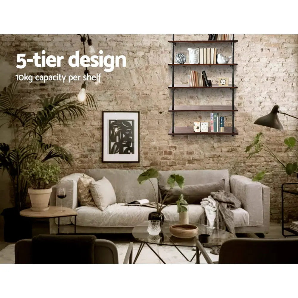 Artiss Floating DIY Pipe Shelf 5 Tiers - ISSA - Image 5