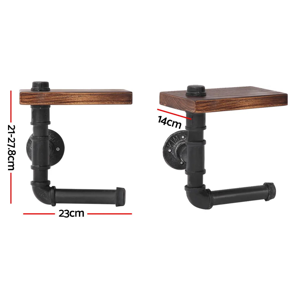 Artiss Floating DIY Pipe Shelf Toilet Paper Holder - Image 2