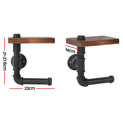 Artiss Floating DIY Pipe Shelf Toilet Paper Holder - Image 2