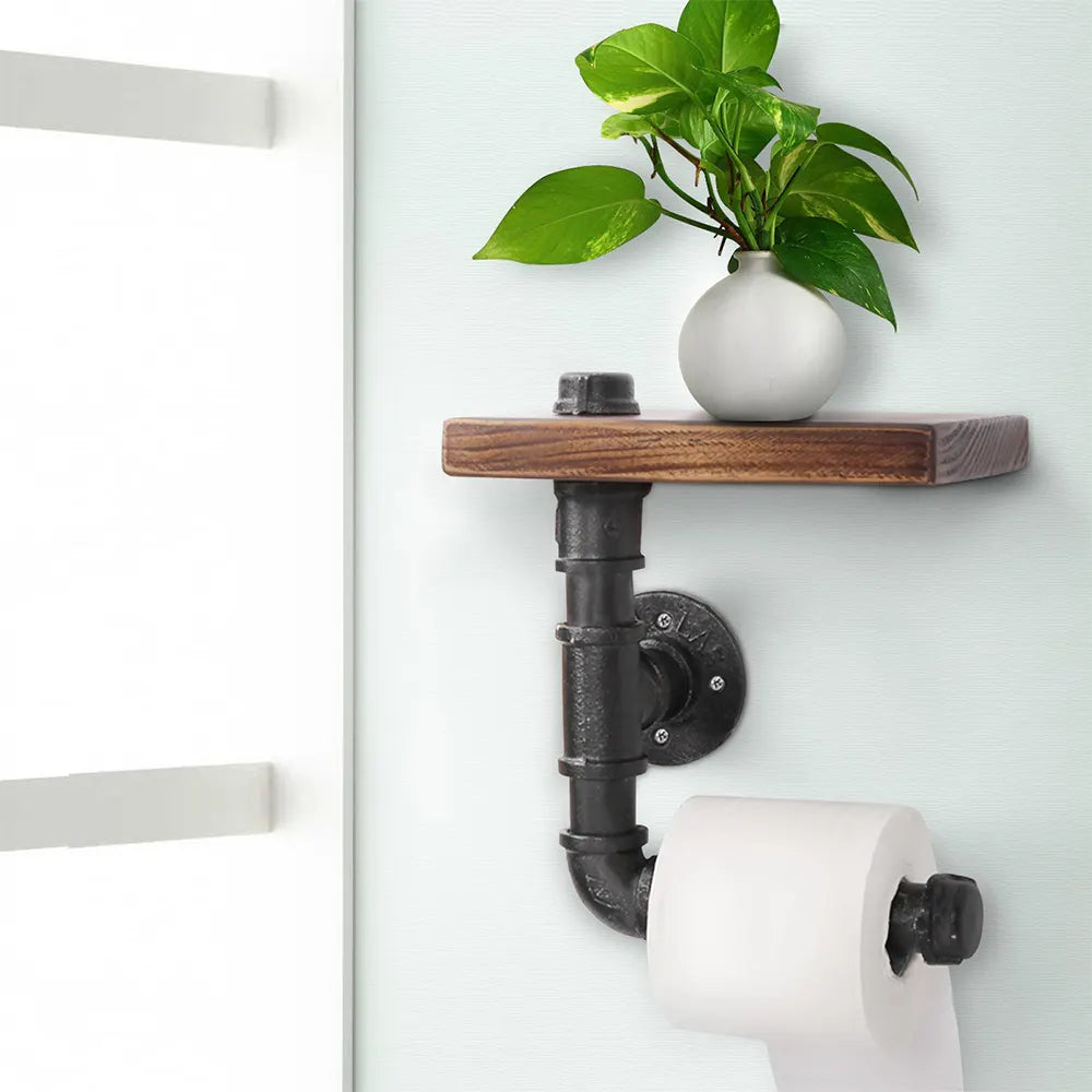 Artiss Floating DIY Pipe Shelf Toilet Paper Holder - Image 5